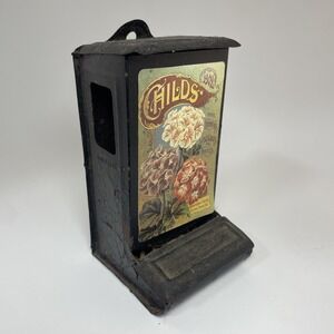 Antique Childs 1902 Match Holder Tin Litho Floral Lithograph Advertising